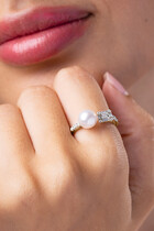 Starlight Ring, 18k Yellow Gold, Diamonds & Akoya Pearl